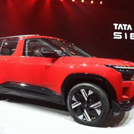 Tata Sierra showcased at launch event – new mid-size SUV revealed in bold red exterior design